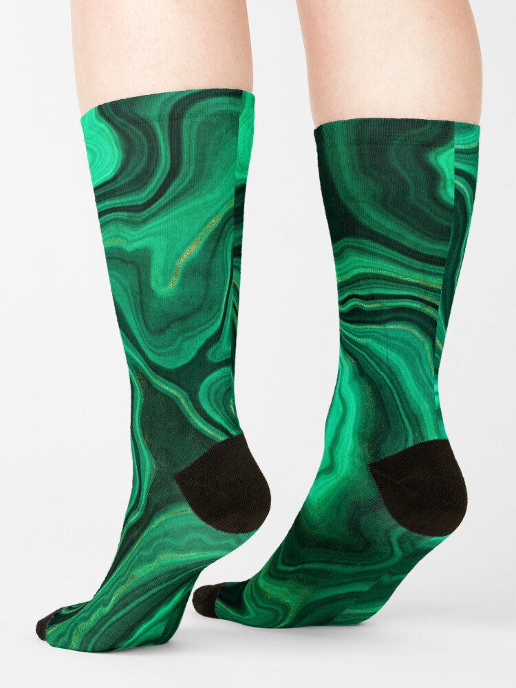 Alternate view of Malachite Green Marble with Gold Veins III Socks