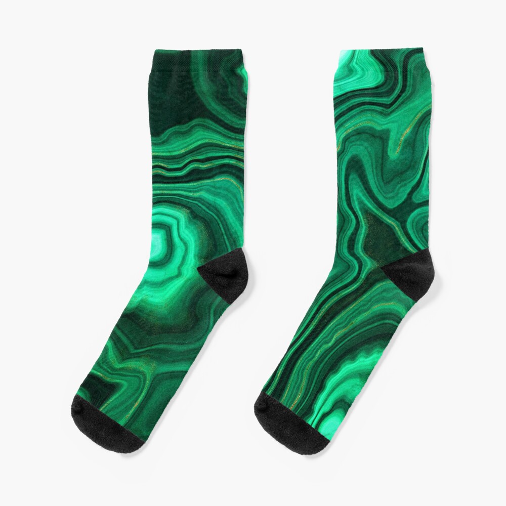 Malachite Green Marble with Gold Veins III Socks