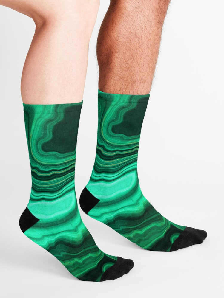 Alternate view of Malachite Green Marble with Gold Veins III Socks