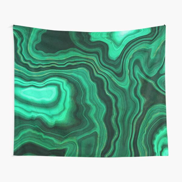 Malachite Green Marble with Gold Veins III Tapestry