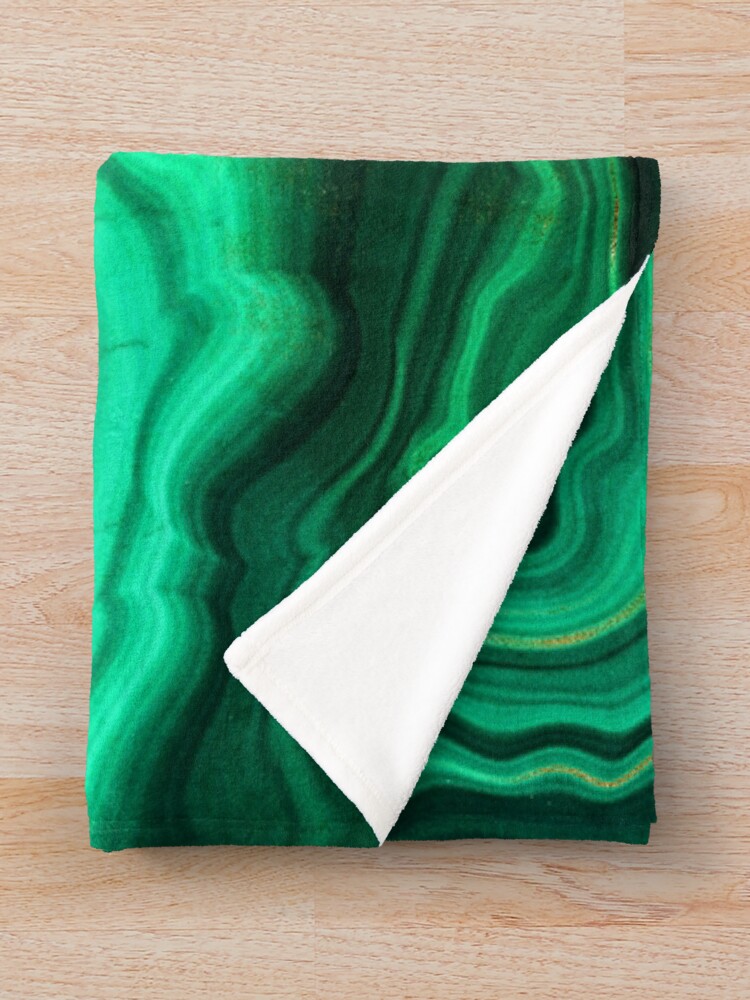 Alternate view of Malachite Green Marble with Gold Veins III Throw Blanket