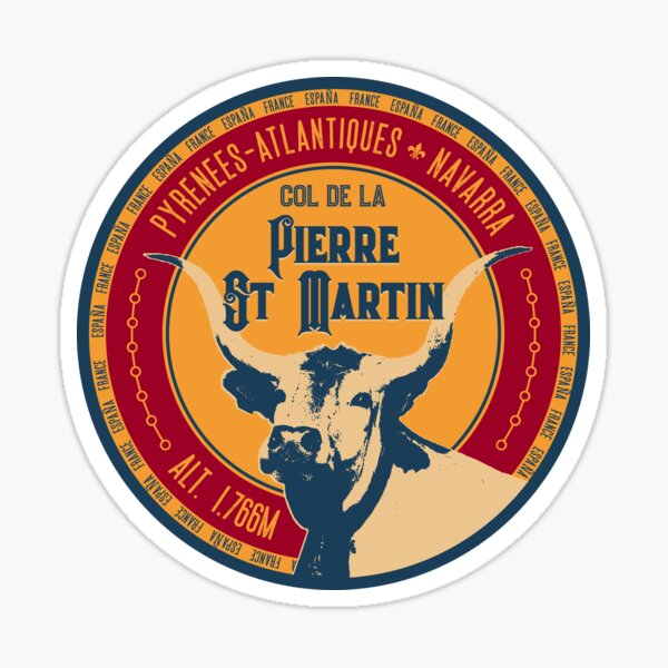 Artikel-Vorschau von Col de la Pierre St Martin 02 T-Shirt + Aufkleber – Route des Cols Pyrenees, designt und verkauft von ROADTROOPER.