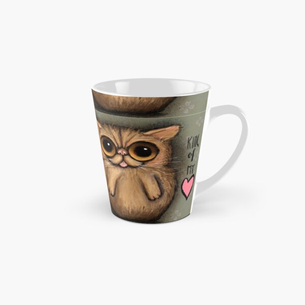 Red persian cat with big eyes and a positive message by Margherita Arrighi Tall Mug