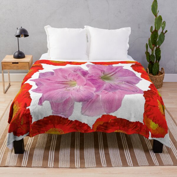 Item preview, PINK AMARYLLIS NARANJA POPPIES JARDÍN GRÁFICO BLANCO ARTE designed and sold by sharlesart.
