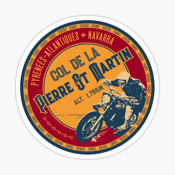 Artikel-Vorschau von Col de la Pierre St Martin 03 T-Shirt + Aufkleber – Route des Cols Pyrenees, designt und verkauft von ROADTROOPER.