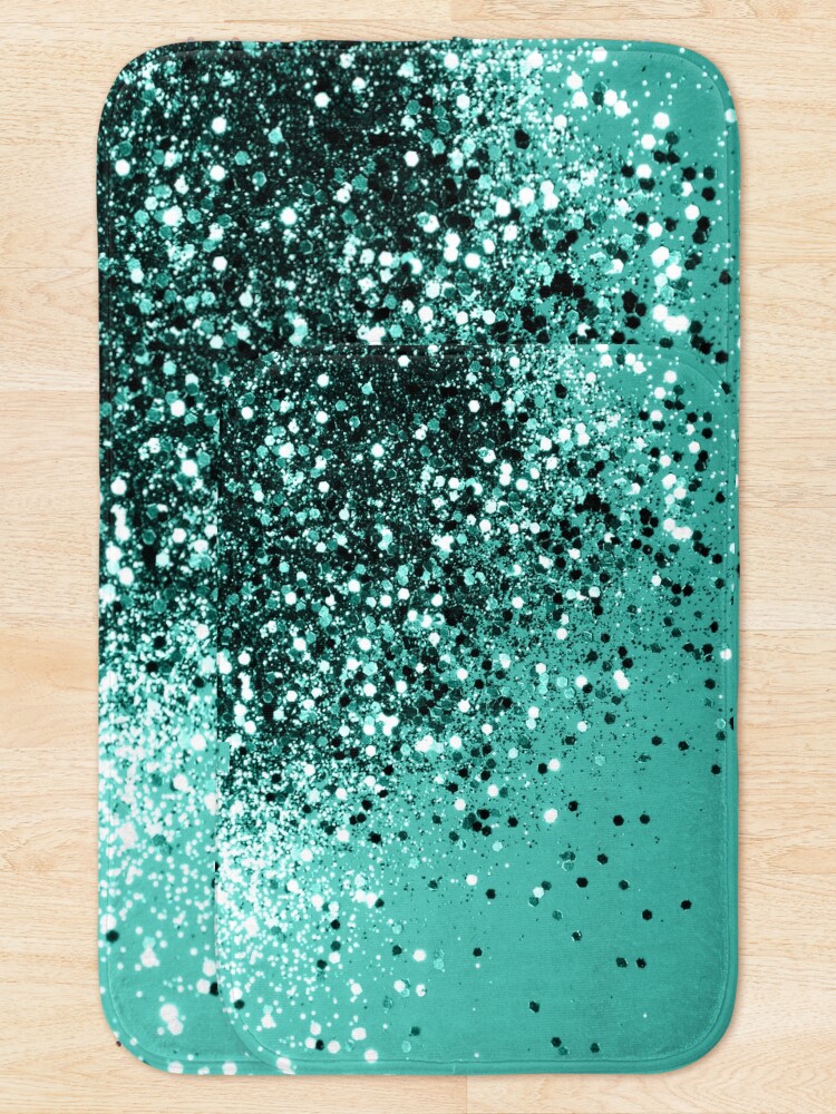 Alternate view of Sparkling Turquoise Lady Glitter #1 #shiny #decor #art Bath Mat