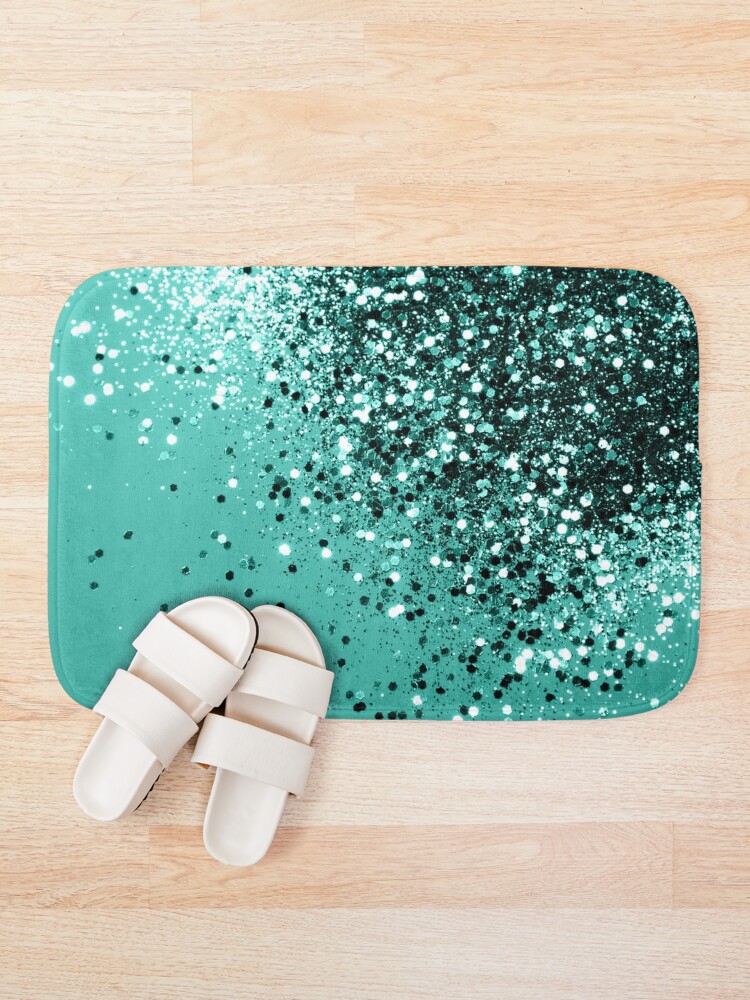 Alternate view of Sparkling Turquoise Lady Glitter #1 #shiny #decor #art Bath Mat