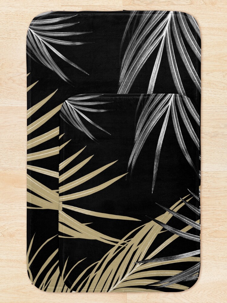 Alternate view of Gold Gray Palm Leaves Dream #1 #tropical #decor #art Bath Mat