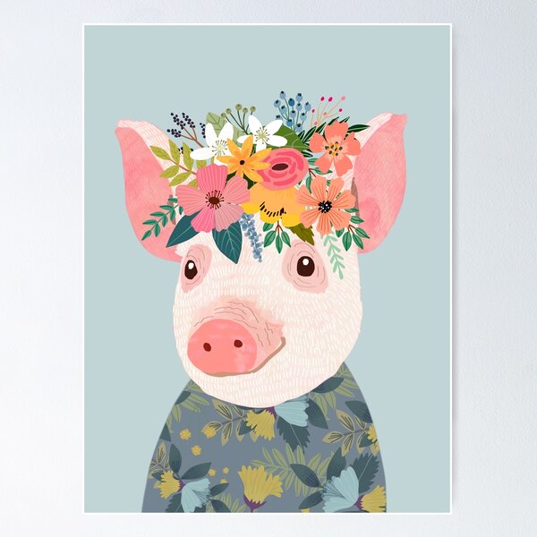Item preview, Piglet with flowers on head designed and sold by MiaCharro.