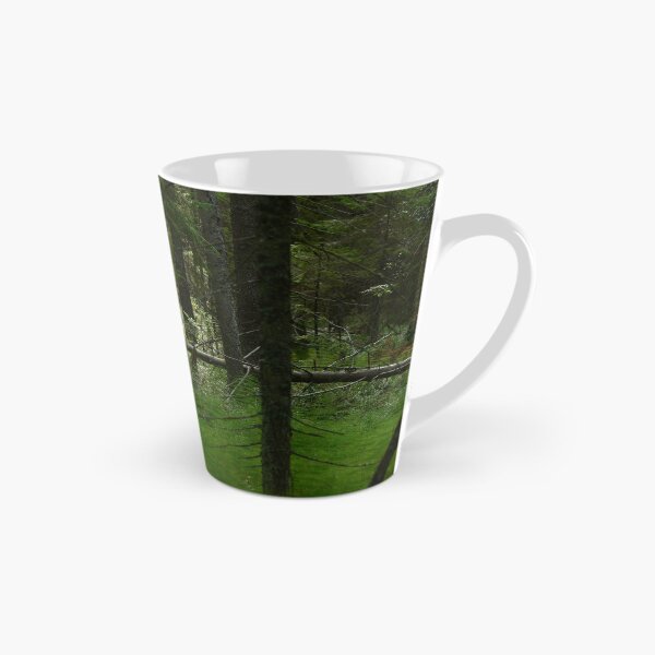 Item preview, Wetland of coniferous forest in thickets of green horsetail with fallen trunks of dry fir trees in the light of the morning sun designed and sold by yarvin13.