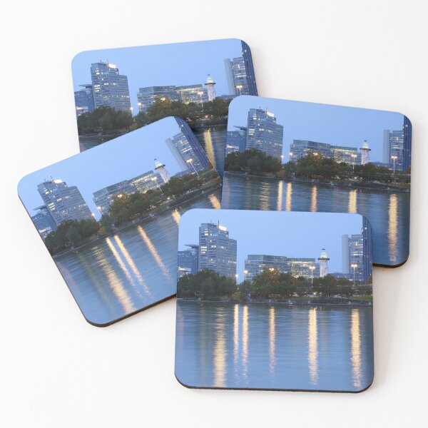Item preview, Vienna skyline on the Danube river at night Austria designed and sold by goceris.