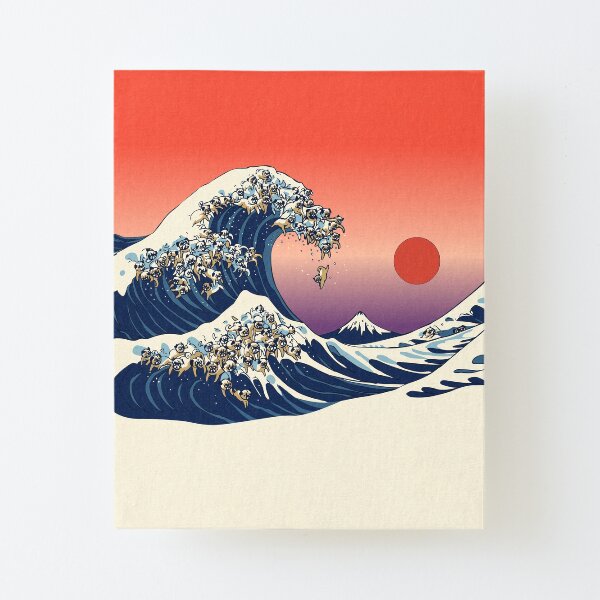The Great Wave of Pug Canvas Mounted Print