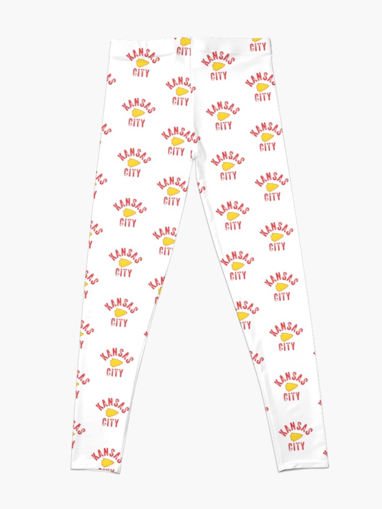 Alternate view of KC Football Tribal Gear Arrowhead Kansas City Vintage Kc Fan Local Pro Gear KC Face mask Kansas City facemask Leggings