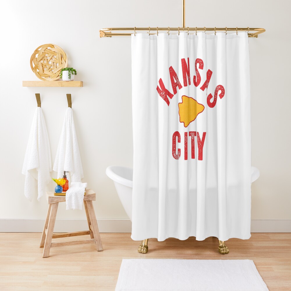 KC Football Tribal Gear Arrowhead Kansas City Vintage Kc Fan Local Pro Gear KC Face mask Kansas City facemask Shower Curtain
