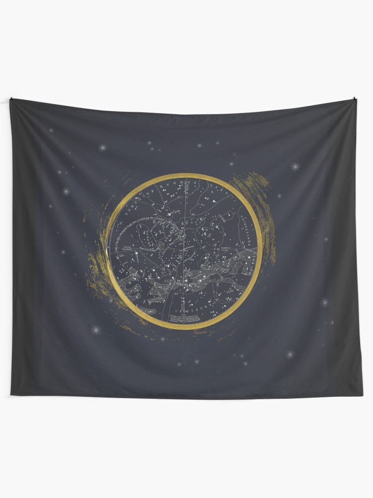 Alternate view of Vintage Cosmos: Star Map Tapestry