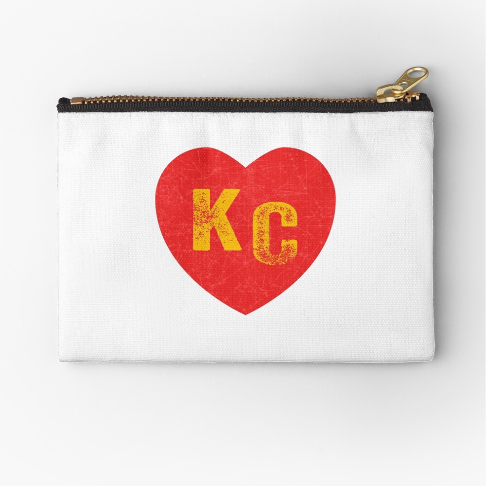 KC Heart Kansas City Hearts I love Kc heart monogram KC Face mask Kansas City facemask Zipper Pouch