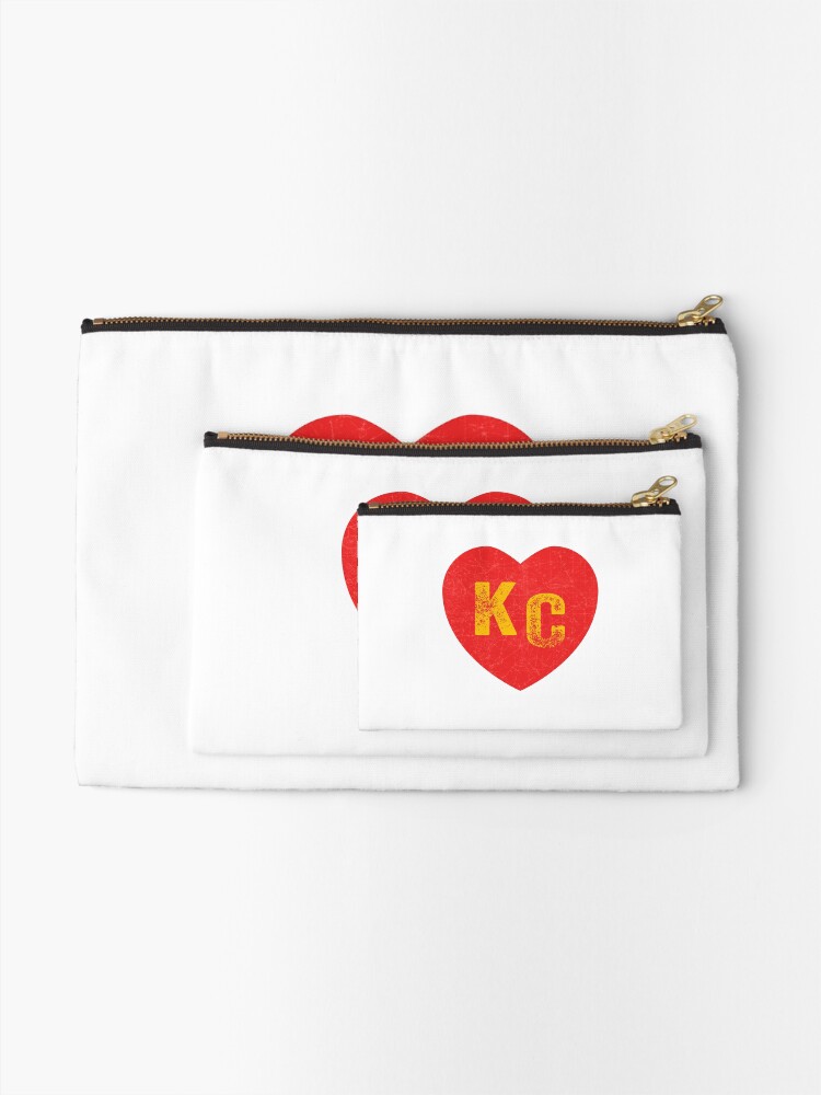 Alternate view of KC Heart Kansas City Hearts I love Kc heart monogram KC Face mask Kansas City facemask Zipper Pouch