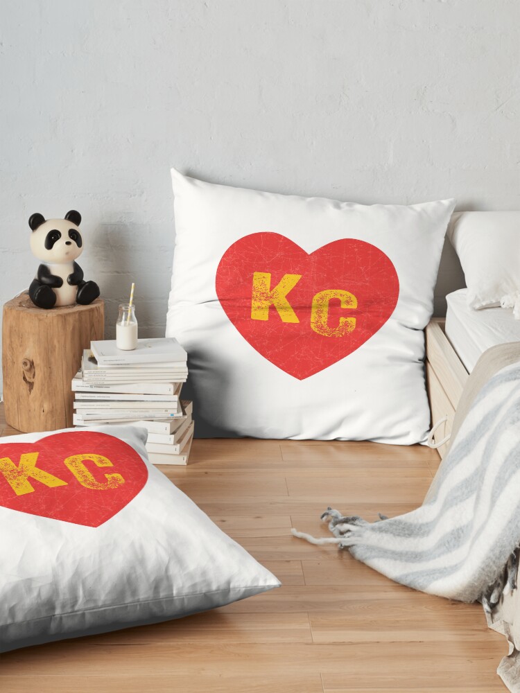 Alternate view of KC Heart Kansas City Hearts I love Kc heart monogram KC Face mask Kansas City facemask Floor Pillow