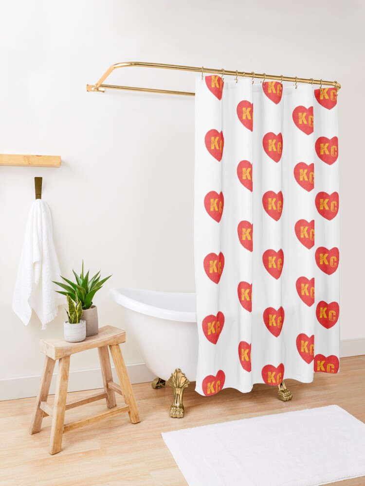 Alternate view of KC Heart Kansas City Hearts I love Kc heart monogram KC Face mask Kansas City facemask Shower Curtain