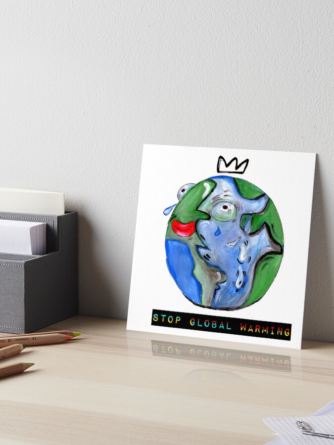 Premium Vector | A cartoon drawing of a planet with the words stop global  warming.