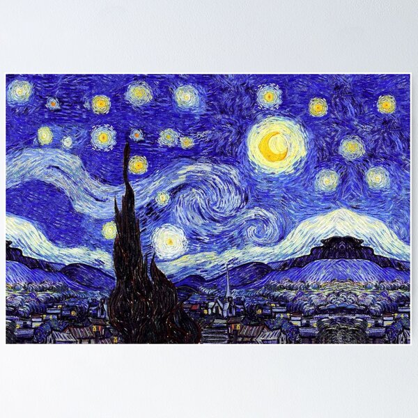 Vista previa del artículo con la obra «Una noche estrellada Inspiración de la montaña de Van Gogh», diseñado y vendido por Angelinas.