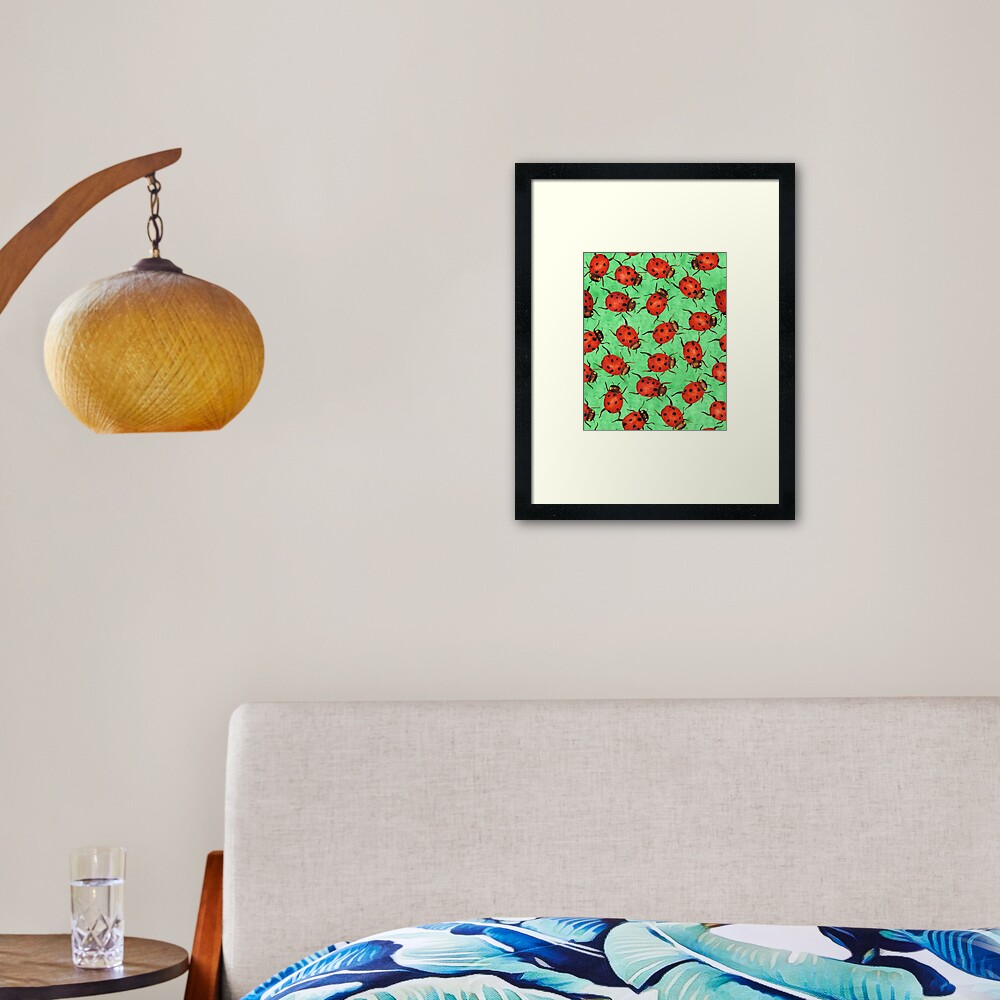 Watercolor Ladybugs Framed Art Print