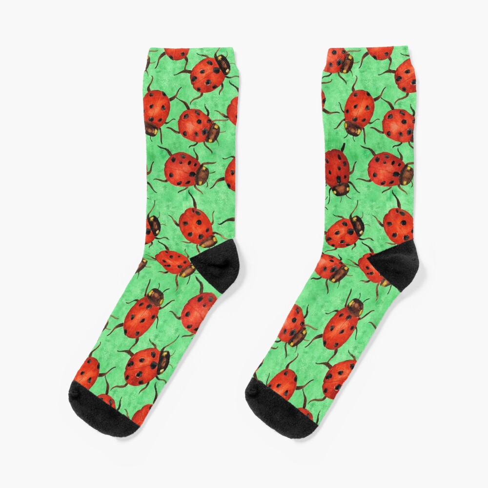 Watercolor Ladybugs Socks