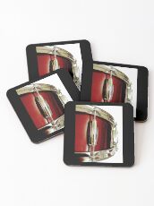 Red Snare Drum Drummer Percussion Musician Drumming Design by DrumJunkie Coasters