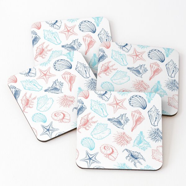 Item preview, Sea Tales, Sea Shells Seamless Pattern, Summer Seamless Pattern With Sea Shells, Seashells In Blue And Red designed and sold by Vic Torys ☆.