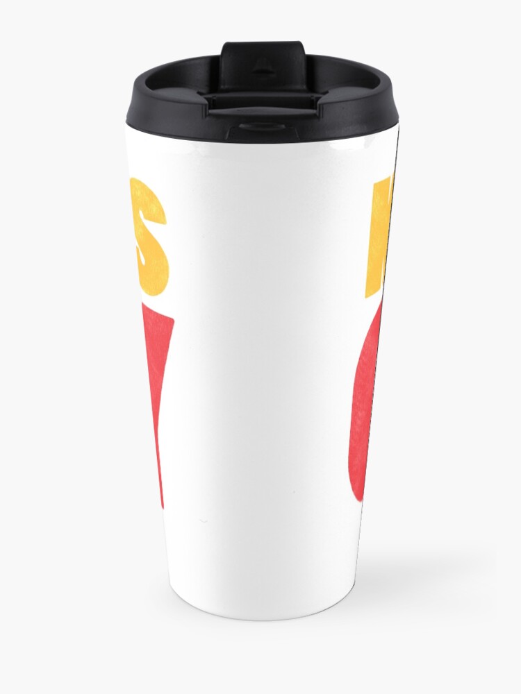 Alternate view of Kansas City Logo Kc Red & Yellow KC Cool Locals Gear KC Face mask Kansas City facemask Travel Mug