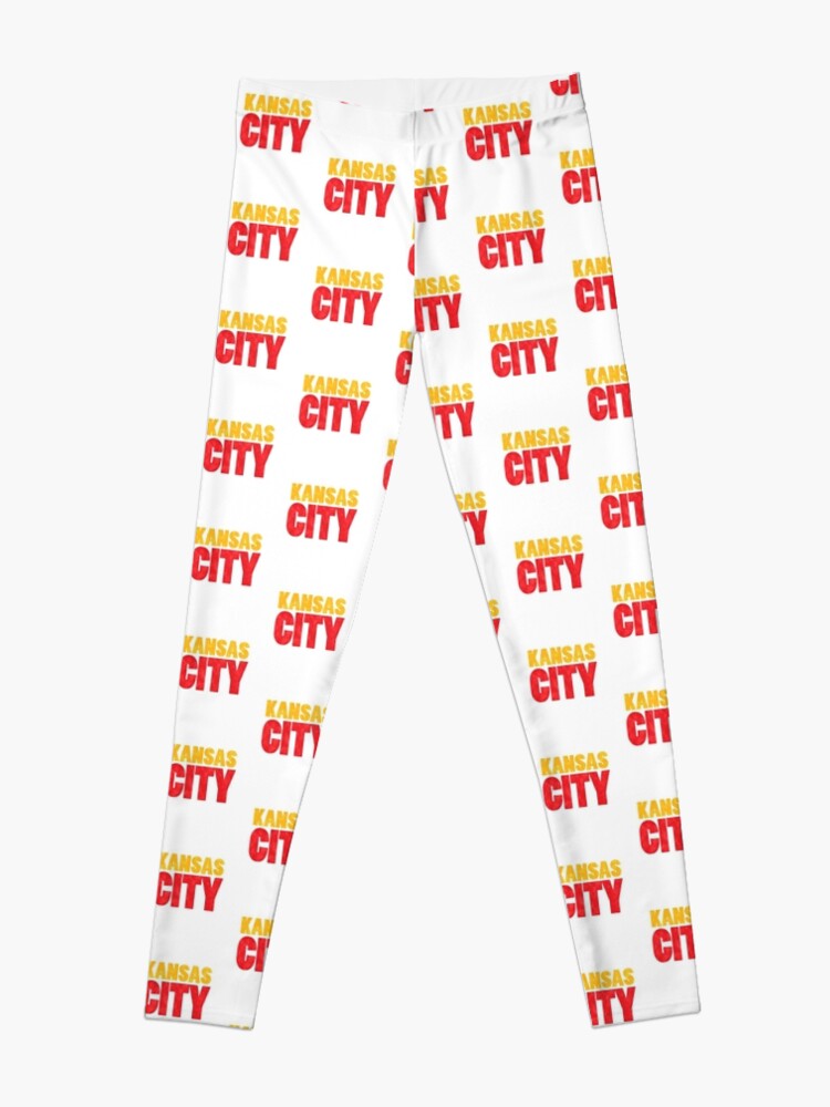 Alternate view of Kansas City Logo Kc Red & Yellow KC Cool Locals Gear KC Face mask Kansas City facemask Leggings