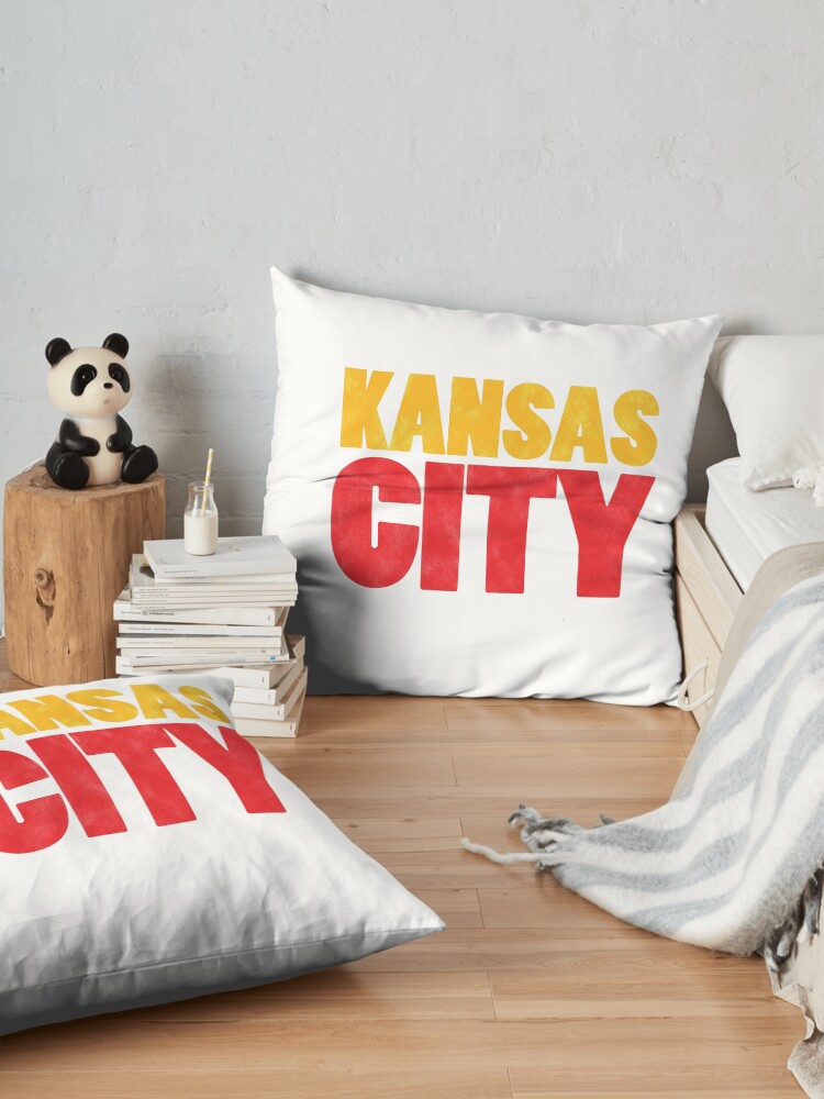 Alternate view of Kansas City Logo Kc Red & Yellow KC Cool Locals Gear KC Face mask Kansas City facemask Floor Pillow