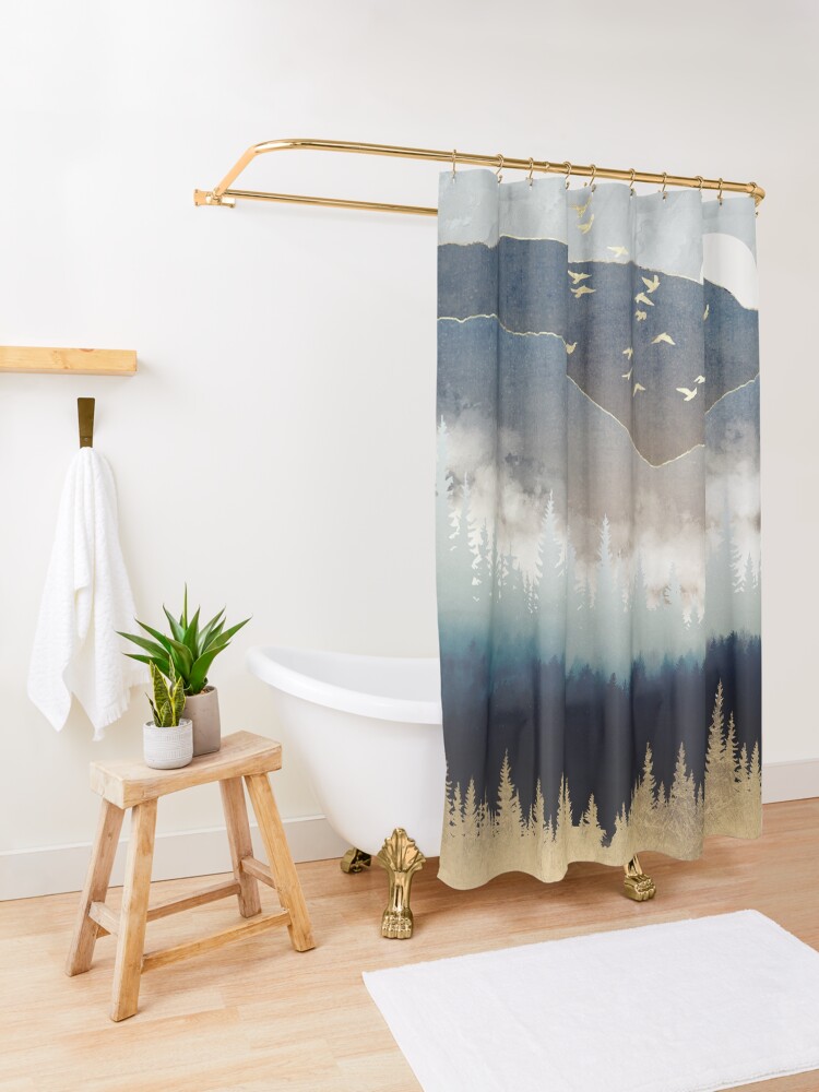 Alternate view of Blue Mountain Mist Shower Curtain