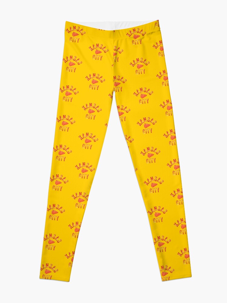Alternate view of KC Face mask Kansas City facemask Classic Kansas City Football KC Yellow & Red Kingdom Football Kc Gear Leggings