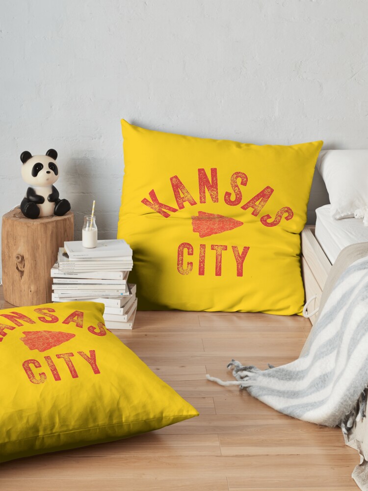 Alternate view of KC Face mask Kansas City facemask Classic Kansas City Football KC Yellow & Red Kingdom Football Kc Gear Floor Pillow