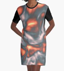 Coral Liquid Graphic T-Shirt Dress