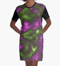 Violet Green Liquid Graphic T-Shirt Dress