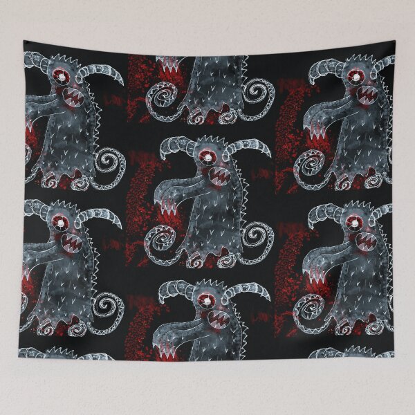 Item preview, Drawing of Ugly Monster on dark background with blood on paws designed and sold by siwabudda.