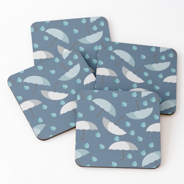 Item preview, Umbrella and raindrops seamless background. Flat design artwork style - hand drawn designed and sold by mkopka.
