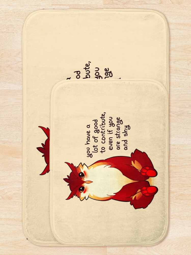 Alternate view of "You Have a Lot of Good to Contribute" Blushing Owlbear Bath Mat