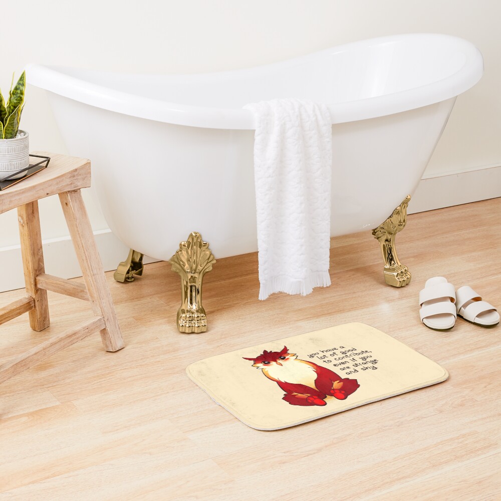 "You Have a Lot of Good to Contribute" Blushing Owlbear Bath Mat