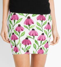 Pink Cone Flowers Mini Skirt