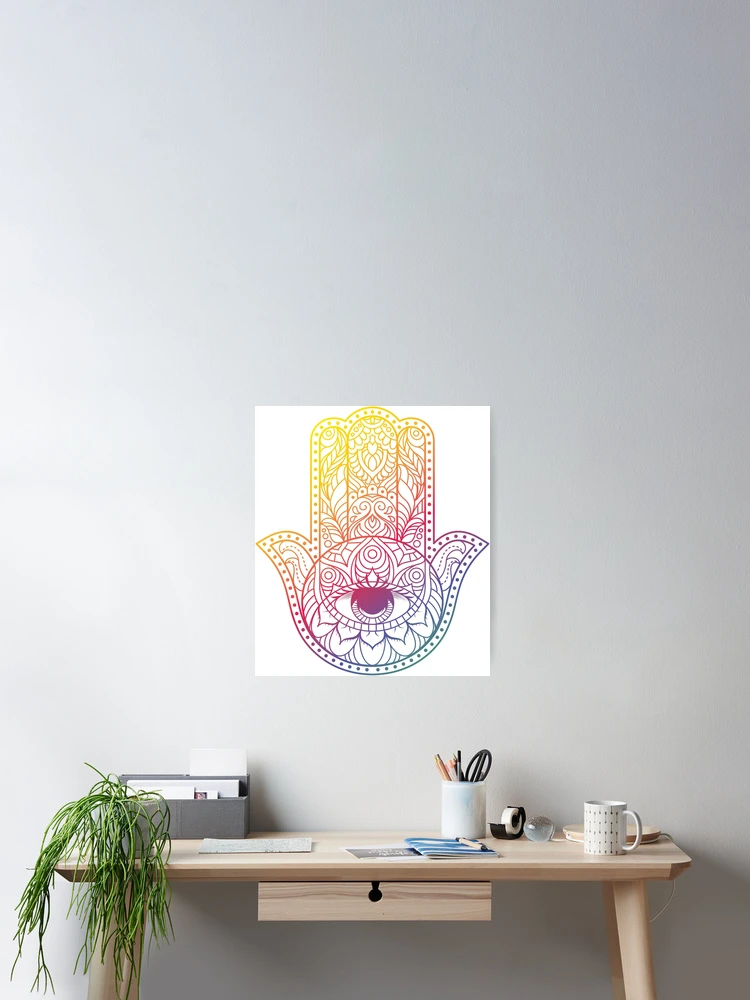 Thumbnail 2 of 3, Poster, Colorful Hamsa designed and sold by RipDesigns.