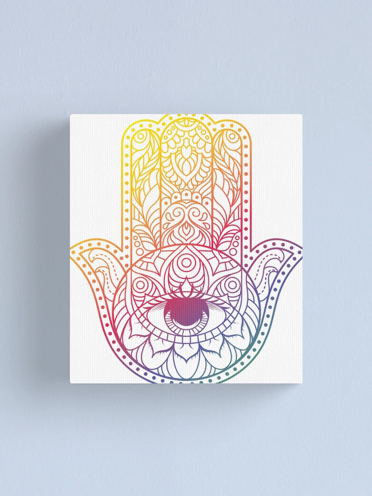 Thumbnail 1 of 3, Canvas Print, Colorful Hamsa designed and sold by RipDesigns.