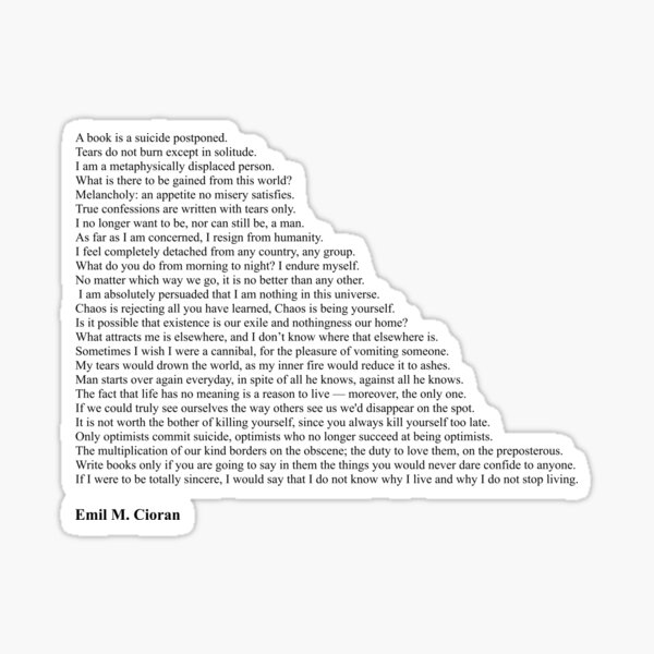 Vista previa del artículo con la obra «Citas de Emil M. Cioran», diseñado y vendido por Miguel Queiruga.