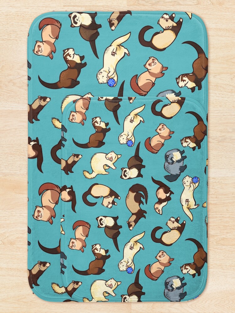 Alternate view of cat snakes in blue Bath Mat
