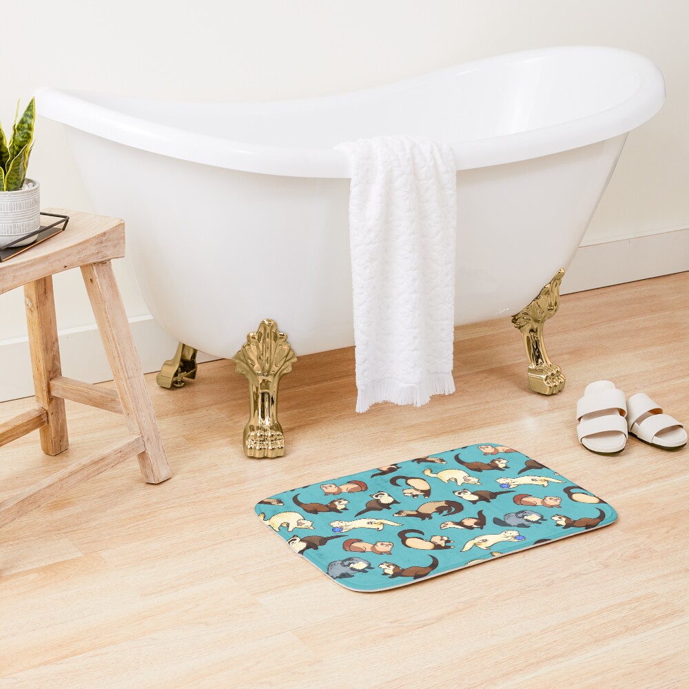 cat snakes in blue Bath Mat