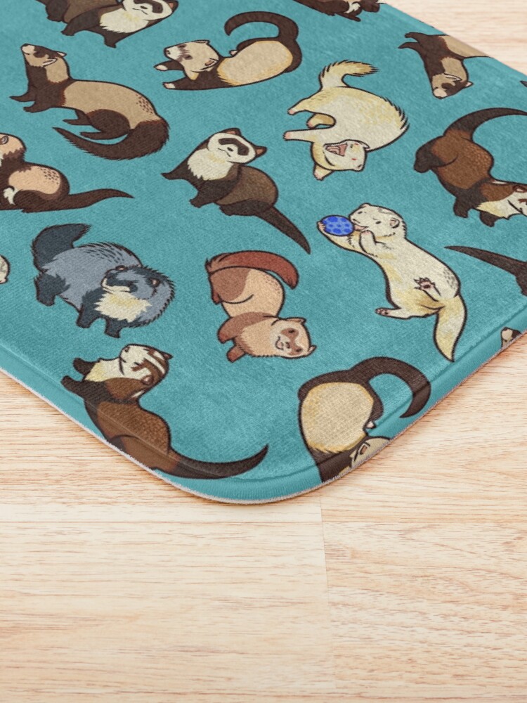 Alternate view of cat snakes in blue Bath Mat