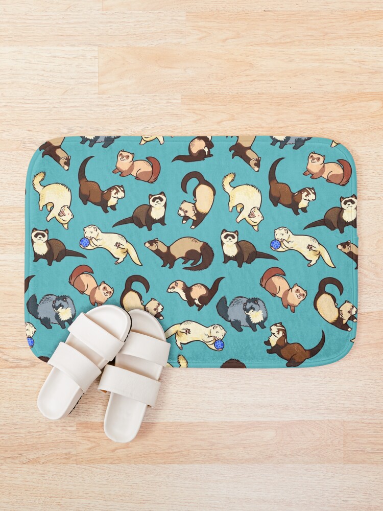 Alternate view of cat snakes in blue Bath Mat