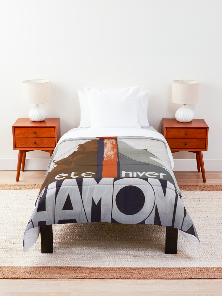 Alternate view of Chamonix, Mont Blanc, France, Vintage Ski Poster Comforter